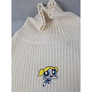 Romwe Powerpuff Girls Bubbles Crop Sweater Size S Mock Neck Cartoon Whimsy 90s